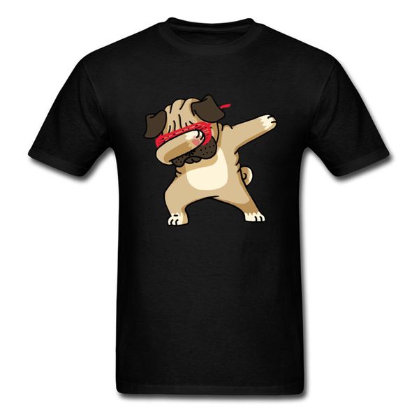 

trendy dabbing pug print men funny black t-shirt short sleeve tee shirt cartoon design cotton fabric sport hooded sweatshirt hoodie