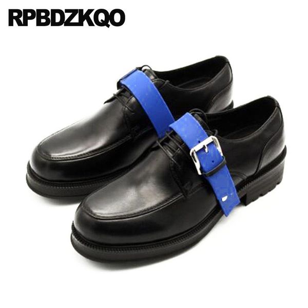 

luxury rubber big size office genuine leather european real men dress shoes with buckled italy brand stars runway, Black