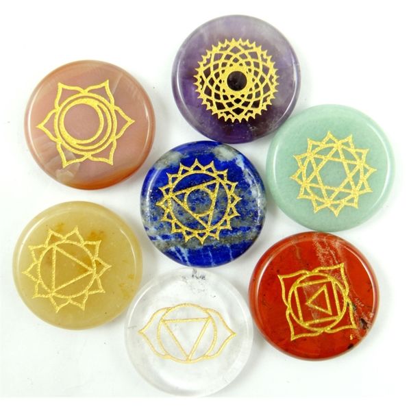 

natural stone carved chakra pendant round shape purple crystal quartz lapis choker reiki 7 chakra stone pendant necklace no hole 201013, Silver