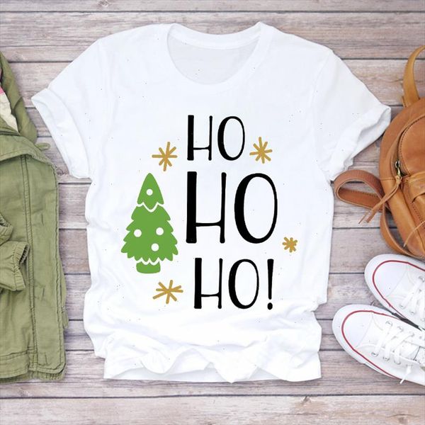

women christmas cartoon kawaii style tree clothes holiday print lady tshirt ladies graphic t shirts female tee t shirt, White