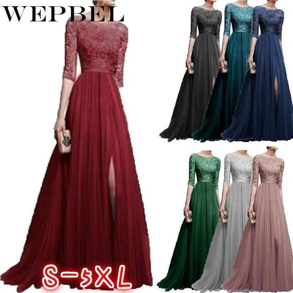 

wepbel fashion women half sleeve mesh party dress elegant lady side slit dresses cocktail dress long plus size1, Black;gray
