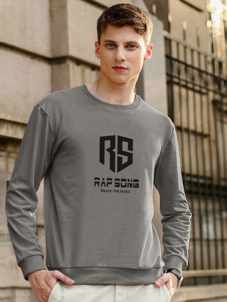 

men slogan graphic round neck pullover f0an#, Black