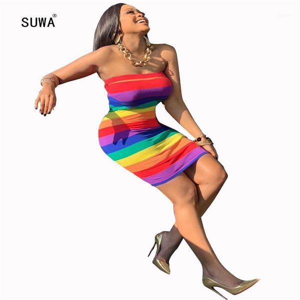 

casual dresses colorful cross striped pencil vestidos 2021 wholesale summer beach women strapless sleeveless bodycon mini dress1, Black;gray