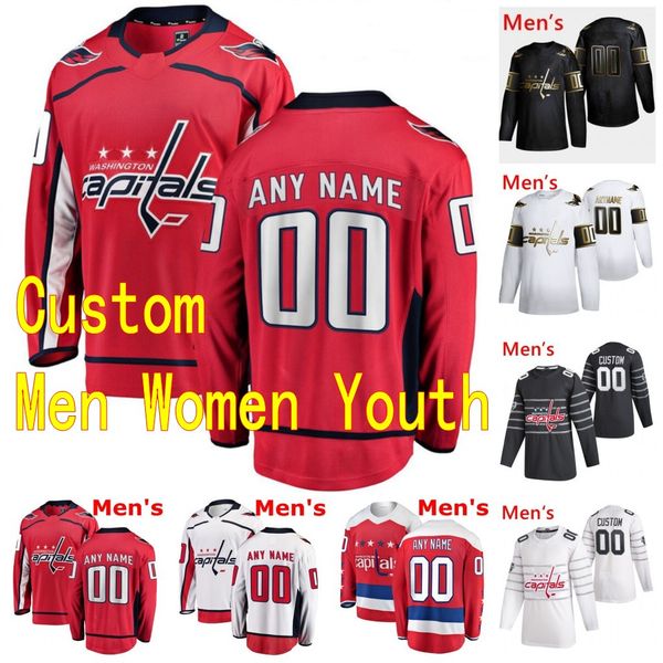 

2020 2021 washington capitals hockey jersey 35 henrik lundqvist paul ladue daniel carr shane gersich brenden dillon lucas johansen custom, Black;red