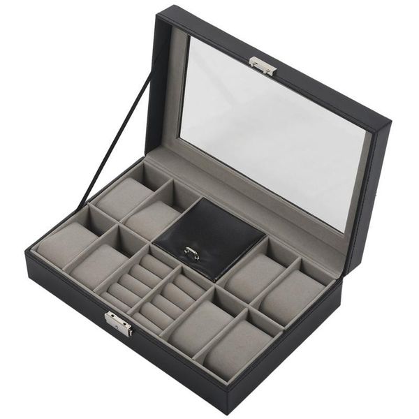 

11-сетки кожезаменитель часы дисплея ювелирных изделий хранения box black, Pink;blue