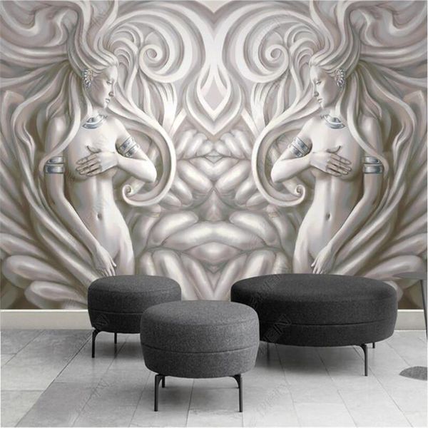

European Relief Beauty Sculpture 3D Photo Wall Paper Modern Living Room Bedroom TV Background Wall Home Decor Mural Wallpaper 3D