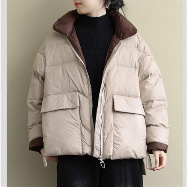 

women's down & parkas short bread jacket female 2021 winter fashion thickened stand collar white duck warm tide 112, Black