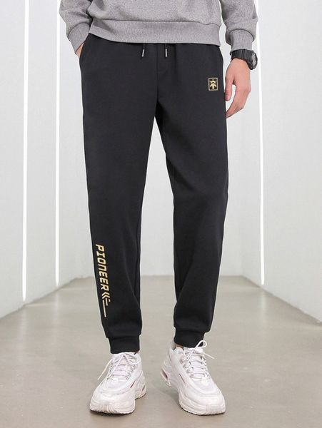 

men letter graphic drawstring waist sweatpants c6g5#, Black
