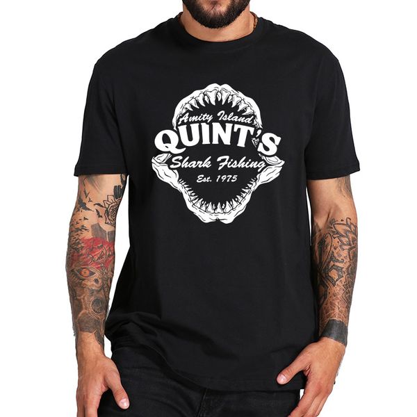 

quints shark fishing t shirt amity island jaws tshirt movie eu size homme short sleeve sport hooded sweatshirt hoodie