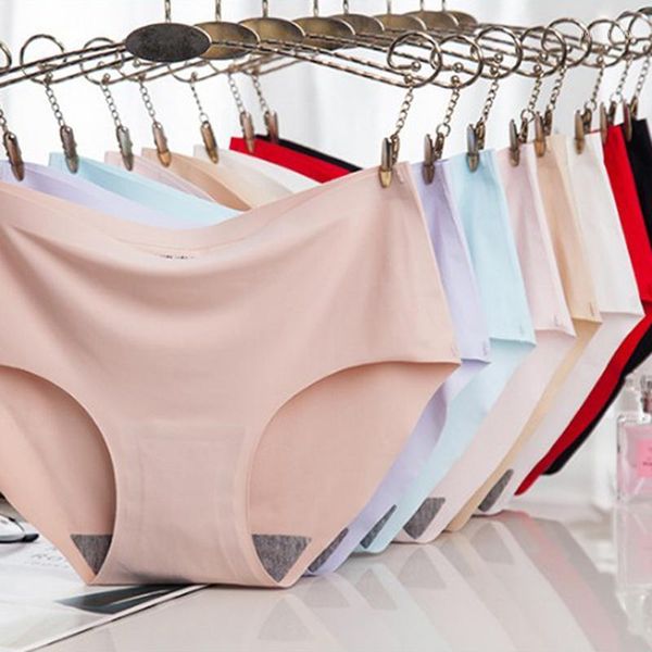 

women's panties comfortable ice silk lingerie female underwear for women's underpants soft traceless summer seamless briefs1, Black;pink