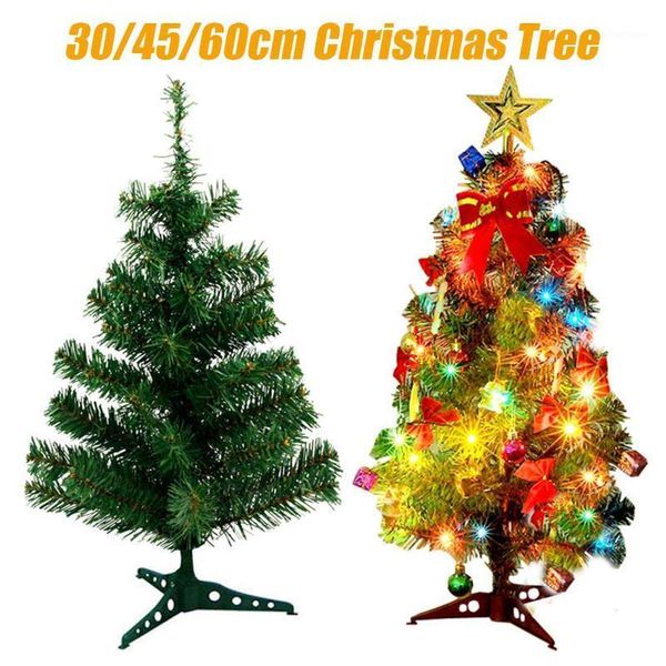 

30cm/45cm/60cm height artificial plastic christmas pine tree with led string light tableornaments gift1