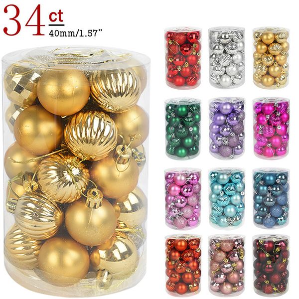 

34pcs 4cm tree balls bauble xmas party hanging ball ornaments christmas decorations for home new year gift