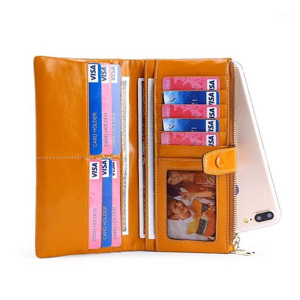 

wallets women's bag leather casual long wallet multifunctional handbag retro anti-theft wallet1, Red;black