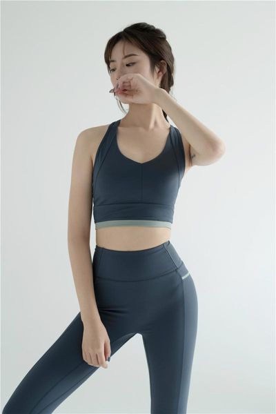 

2020 new arrivals sports bra without a steel ring women yoga vest v neck color fashion underwear running fitness spbr0032, Black;blue