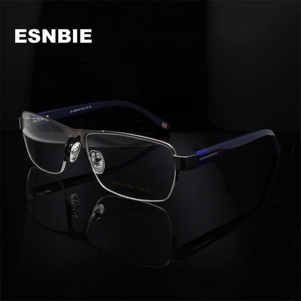 

esnbie new rectangle oversized eyeglasses frame pilot eye glass frames for men myopia optical glasses mens half rimmed glass t200428, Silver