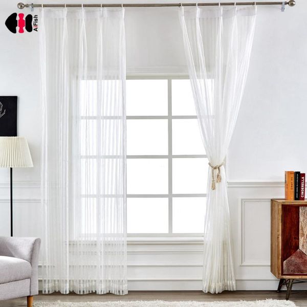 

curtain & drapes white stripe sheer for bedroom rustic country kitchen wedding french window 2021 home decor p307c