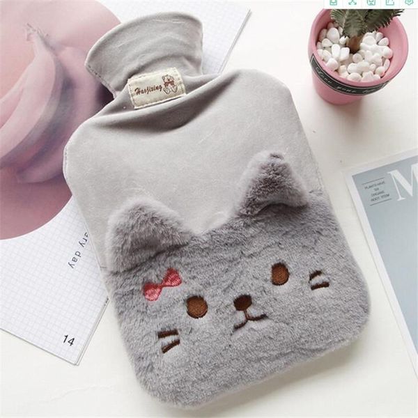 

1000 мл творческий кот портативный горячая бутылка для горячей воды зимний бантик плюшевый теплый милый студент наполненный водой взрывозащи