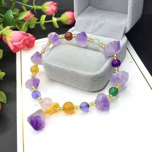

charm bracelets chenfan natural female bracelet diy rough stone shaped irregular purple for women jewelry prsent, Golden;silver