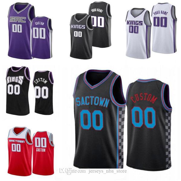 

custom men youth sacramentocity team men deaaron 5 fox 55 williams 4 webber any name and number swingman basketball city jersey, Black;red