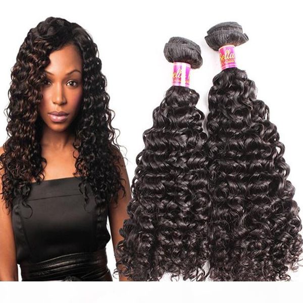 

bella hair indian curly wave hair weaves weft human hair bundles unprocessed virgin hair extensions 8~30in 3 bundles ing, Black