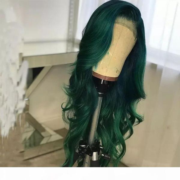 

brazilian remy wig with baby hair 13x6 wave green color lace front human hair wigs pre plucked hairline, Black;brown
