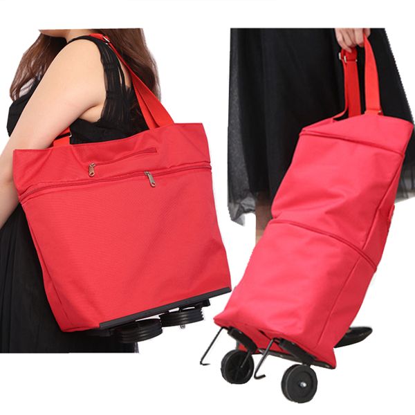 

new folding shopping bag shopping cart on wheels bag small pull cart women's buy vegetables bag shopping organizer tug package 201014