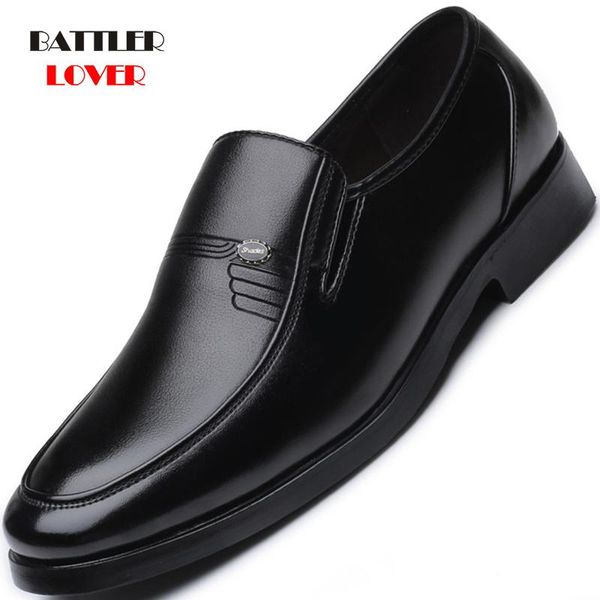 

dress shoes men leather formal business male office work flat oxford breathable party wedding anniversary, Black