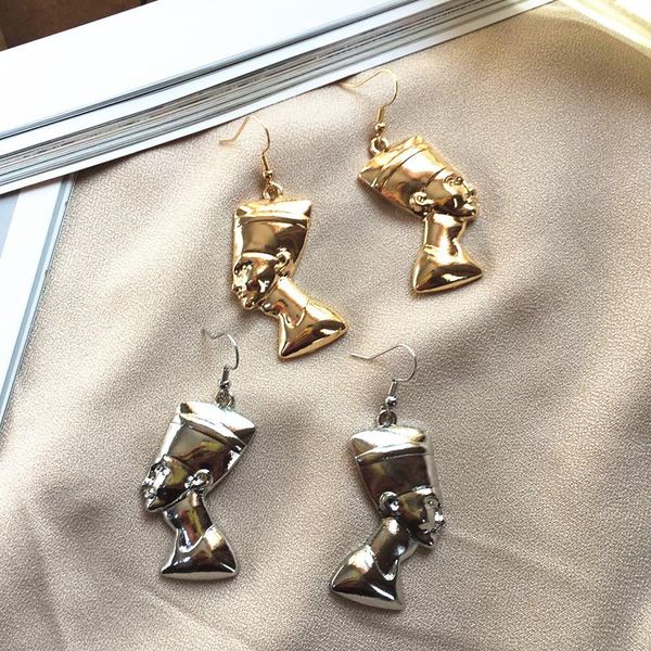 

dangle & chandelier timlee e163 retro human head earring exaggeration face outline metal earrings,fashion jewelry wholesale, Silver