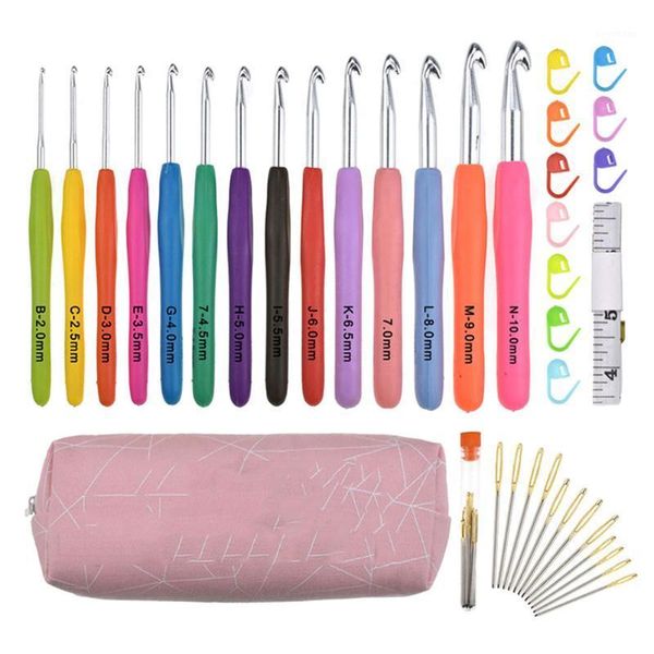 

soft handle crochet set knitting needles hooks with carry bag myding1, Black