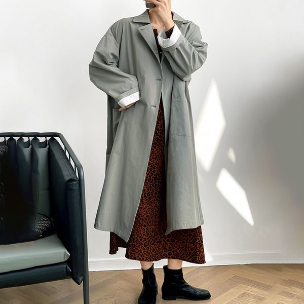 

2020 new single-breasted lapel pocket solid long trench coat autumn casual fashion women's wear, Tan;black