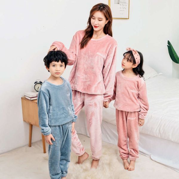 

winter big pajamas korean autumn children's flannel and small baby boy mother daughter parent child home cloth warm suit ida1, Blue;red
