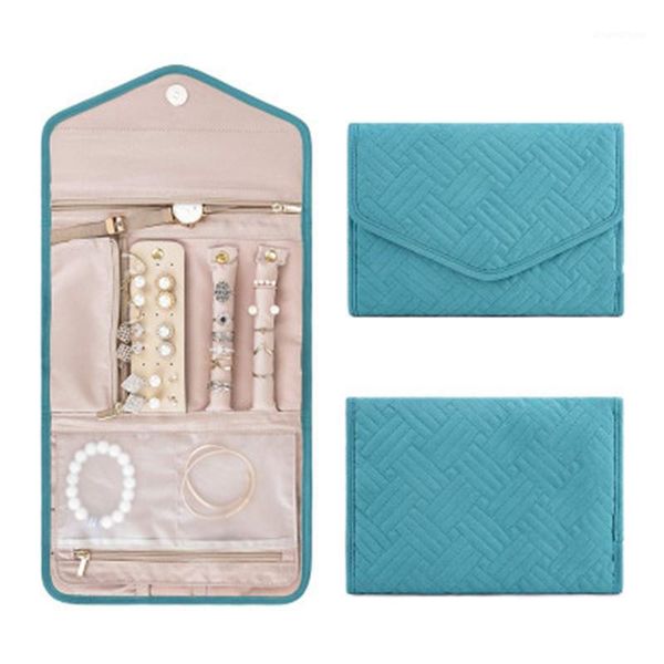 

45x23cm portable folding jewelry storage bags travel earrings necklaces bracelets rings storage container sundries organizer 1pc1
