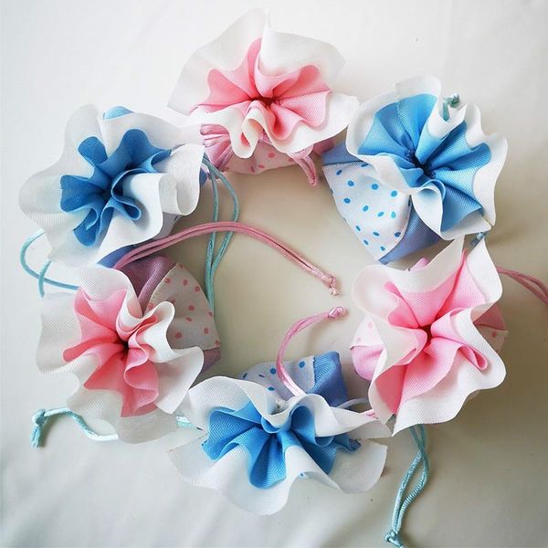 

12pc dot baby shower favor bag diy baby organza candy bag gift packing christening baptism boy/girl party souvenirs