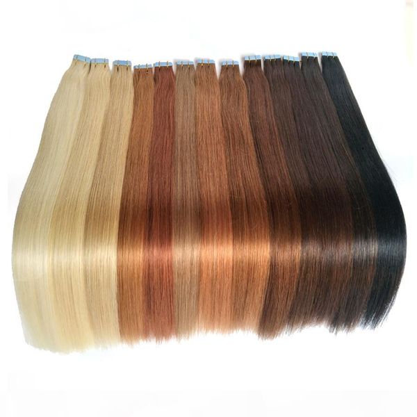 

tape in human hair extensions skin weft tape hair extensions 100g 40pieces brazilian hair hablonde double sides adhesive ing, Black