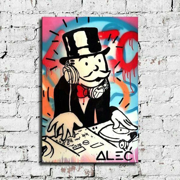 

alec monopoly artworks "dj monopoly" home decoration oil painting on canvas large wall art canvas pictures 210205