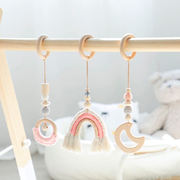 

toys rainbow hanging play gym children's room decoration toy moon bell montessori birthday baby shower gift rattle 1 set c1016