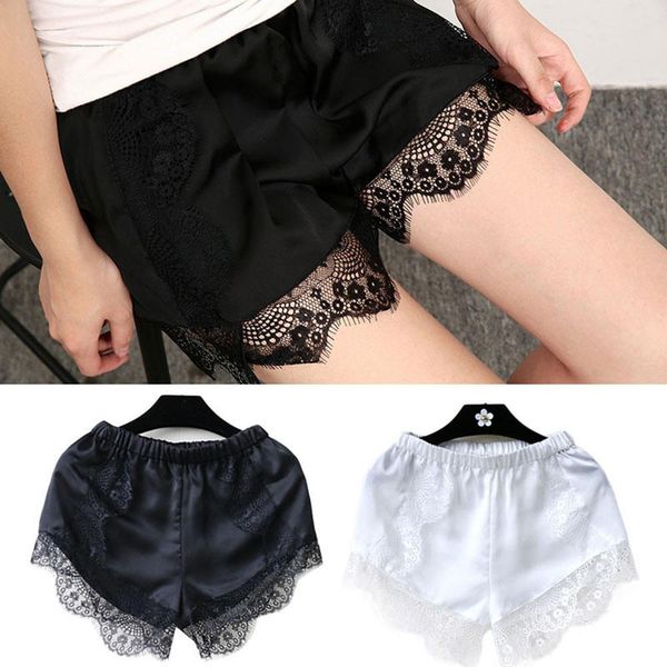 

women the short pants elastic anti chafing lace thigh sock middle waist lace short pants mini shorts ing, White;black