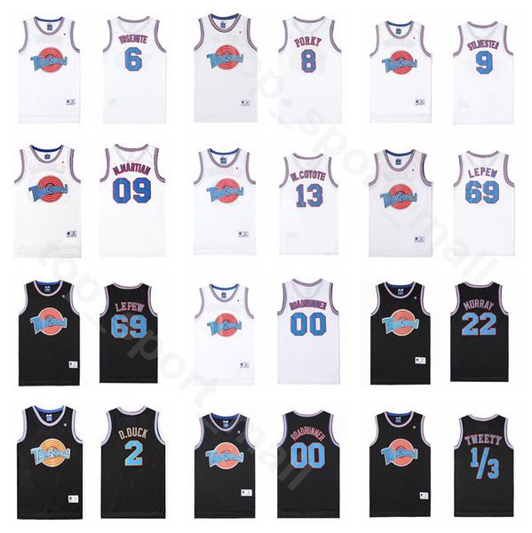 

space jam tune squad basketball 69 pepe le pew jersey looney tunes 00 roadrunner yosemite porky pig marvin the martian sylvester wile coyot, Black;red