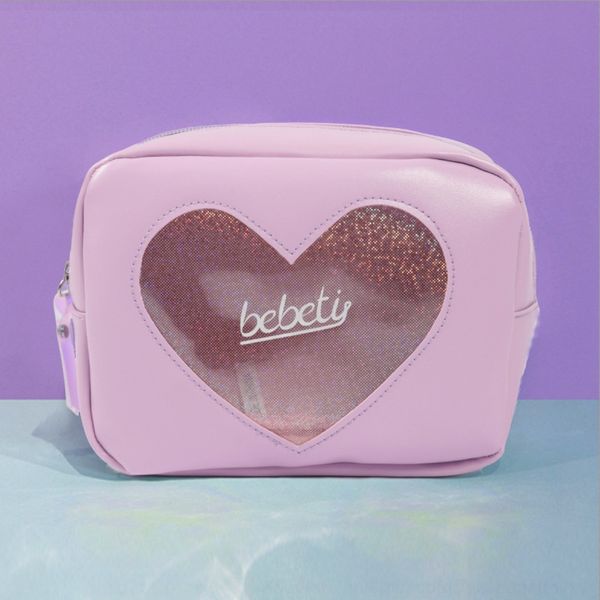 

kw9du korean cosmetic transparent laser love storage bagcosmetic bag capacity baggirlsheart large style travel storage bag cute personalized