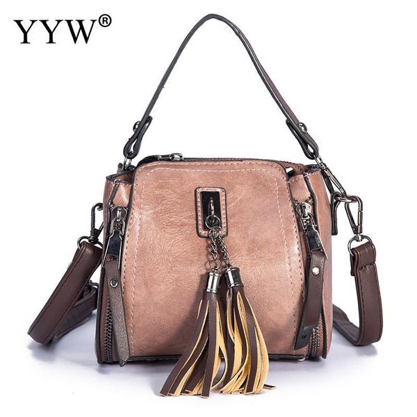 

vintage leather ladies handbags women messenger bags totes tassel designer crossbody shoulder bag boston hand bags new