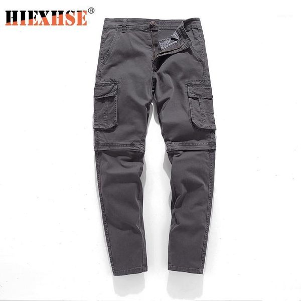 

hiexhse spliced pants men multi-pocket washed overalls men loose cotton pants male cargo for trousers,size 29-381, Black