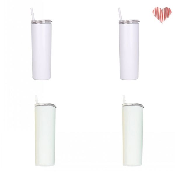 

stainless steel tumblers sublimation blanks straight skinny plastic suction tubes lid cups 20oz winter warm outdoor water mug household n2