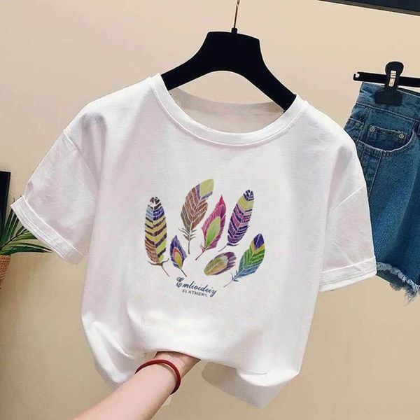 

белый короткий рукав женщин лета новая мода пальто футболки топ бренда кореи футболка топ ins xfsew, White