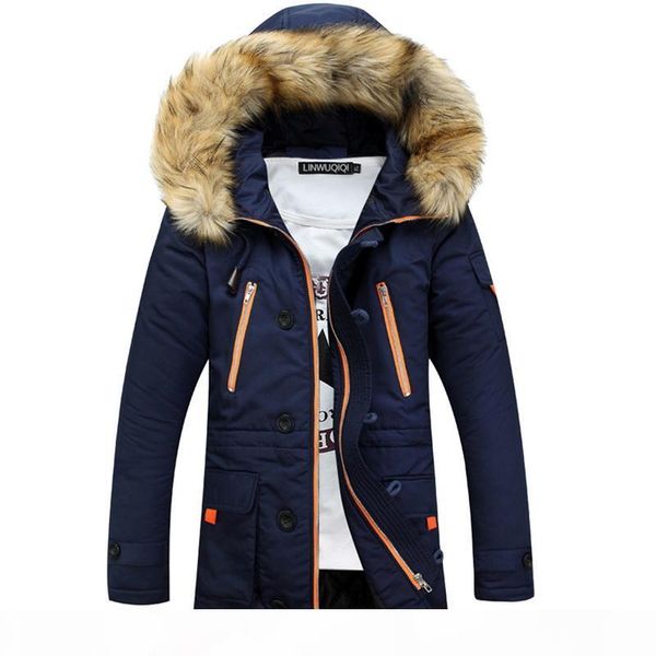 

nibesser 2018 warm winter jacket men plus size 3xl fashion zipper mens long hooded jackets coat casual snow outwear coats, Black