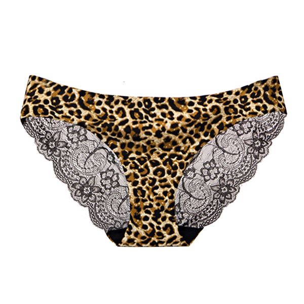 

fashion women's lace panties seamless underwear briefs leopard ice silk for girls bikini cotton crotch transparent lingerie, Black;pink