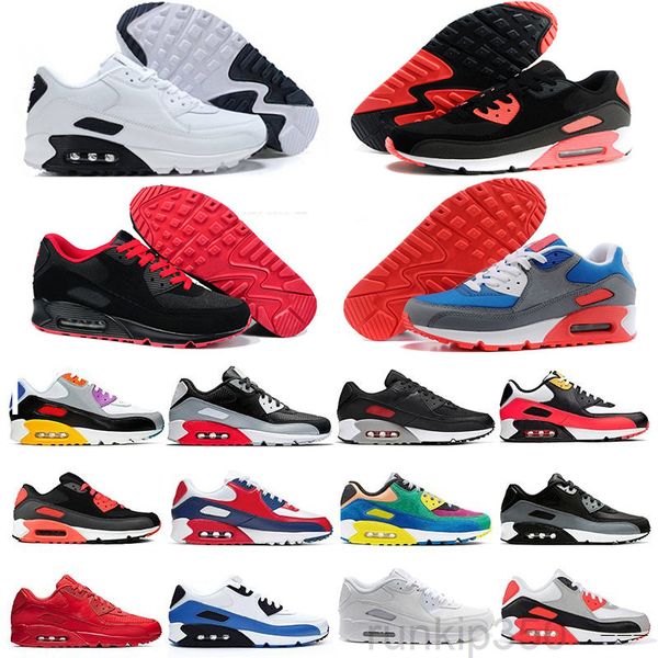 

new design 2019 air cushion 90 casual men women shoes black white red 90 sneakers classic air90 trainer outdoor sports nxx1