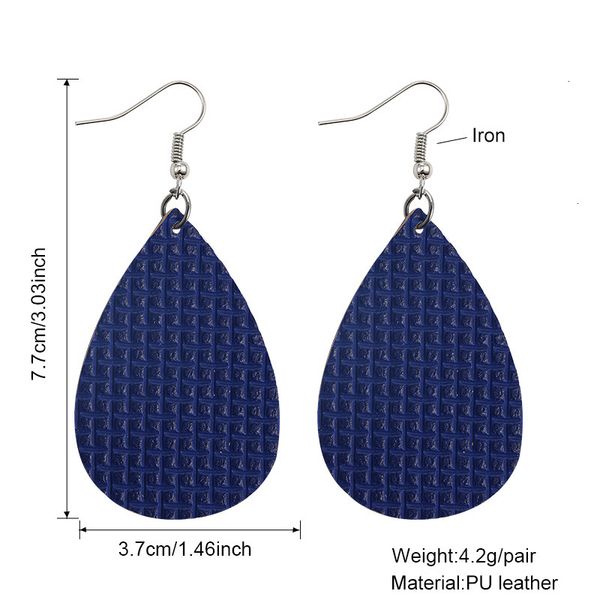 

factory price for new weave pattern teardrop leather earrings women bohemian rhombus lattice colorful statement light we, Golden