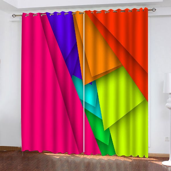 

custom red geometry curtains 3d window curtains for living room bedroom customized size decoration curtains