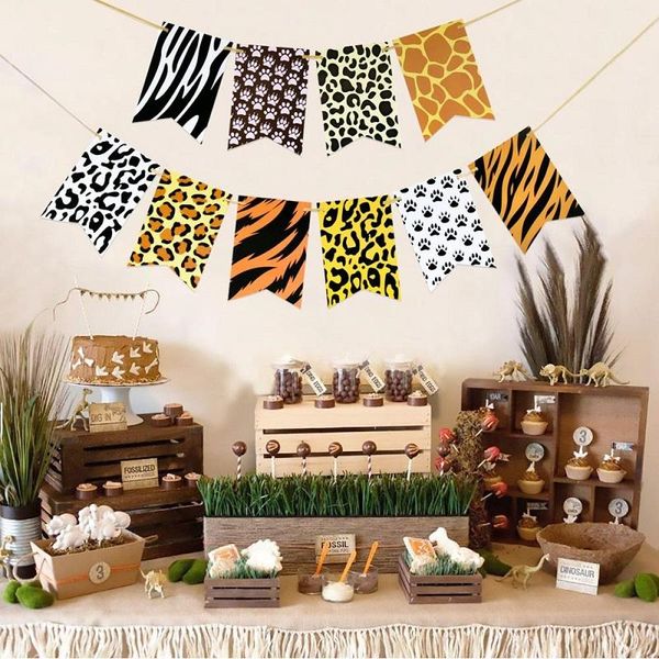 

тема 1set джунгли party animal paper banner wall hanging бантинг garland safari party день рождения украшение для детей животных декор bbydg