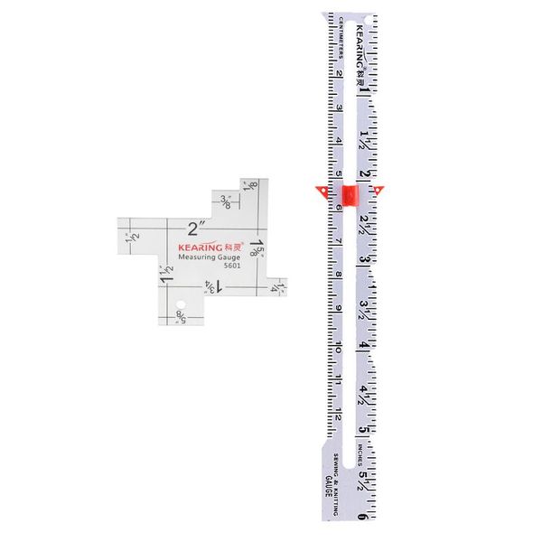 

2 pieces 2''/6'' measuring gauges inch metric rulers sewing quilt measurement, Black